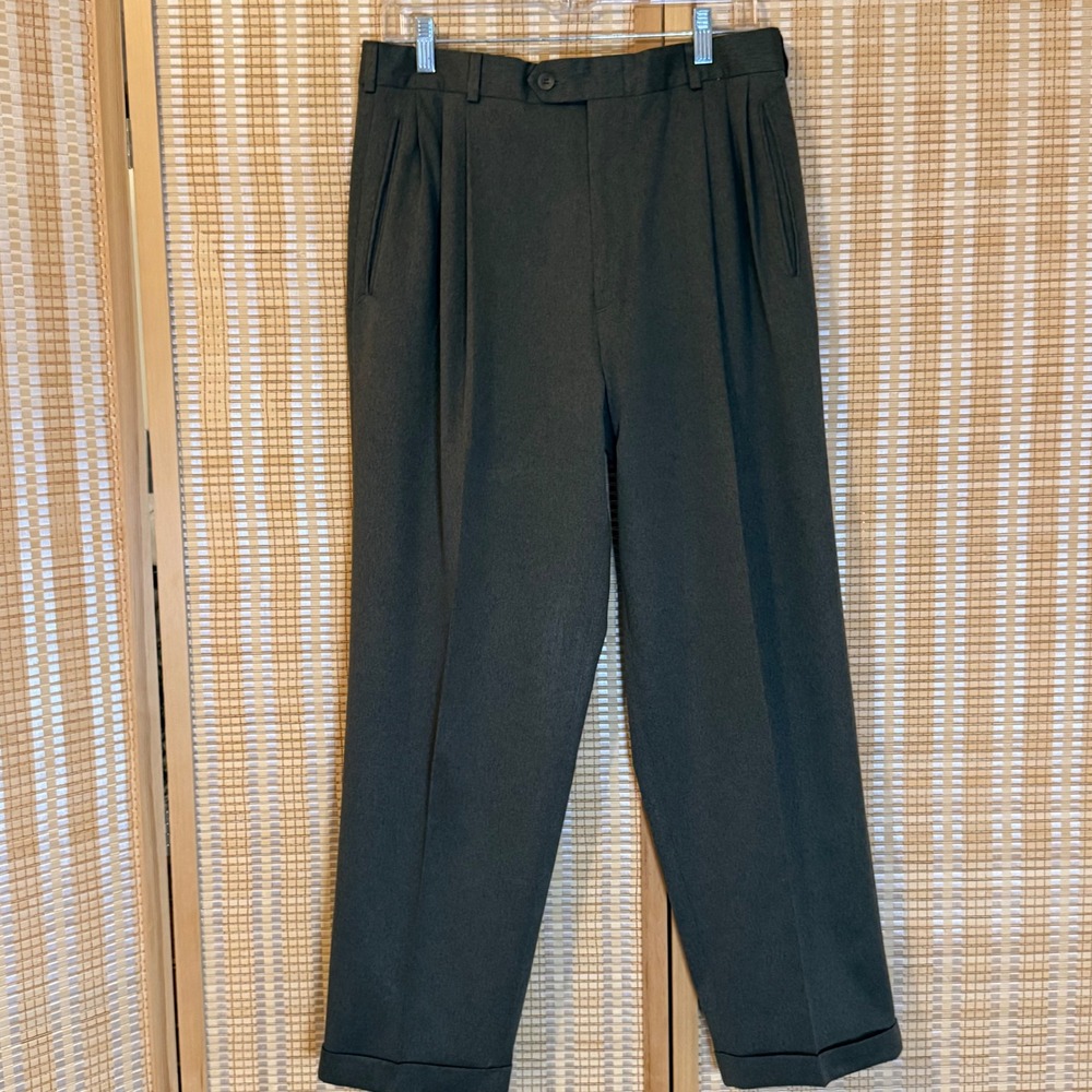 Slates Levi Strauss Mens 33x27 Pleated Cuffed Dress Pants Charcoal Gray Original